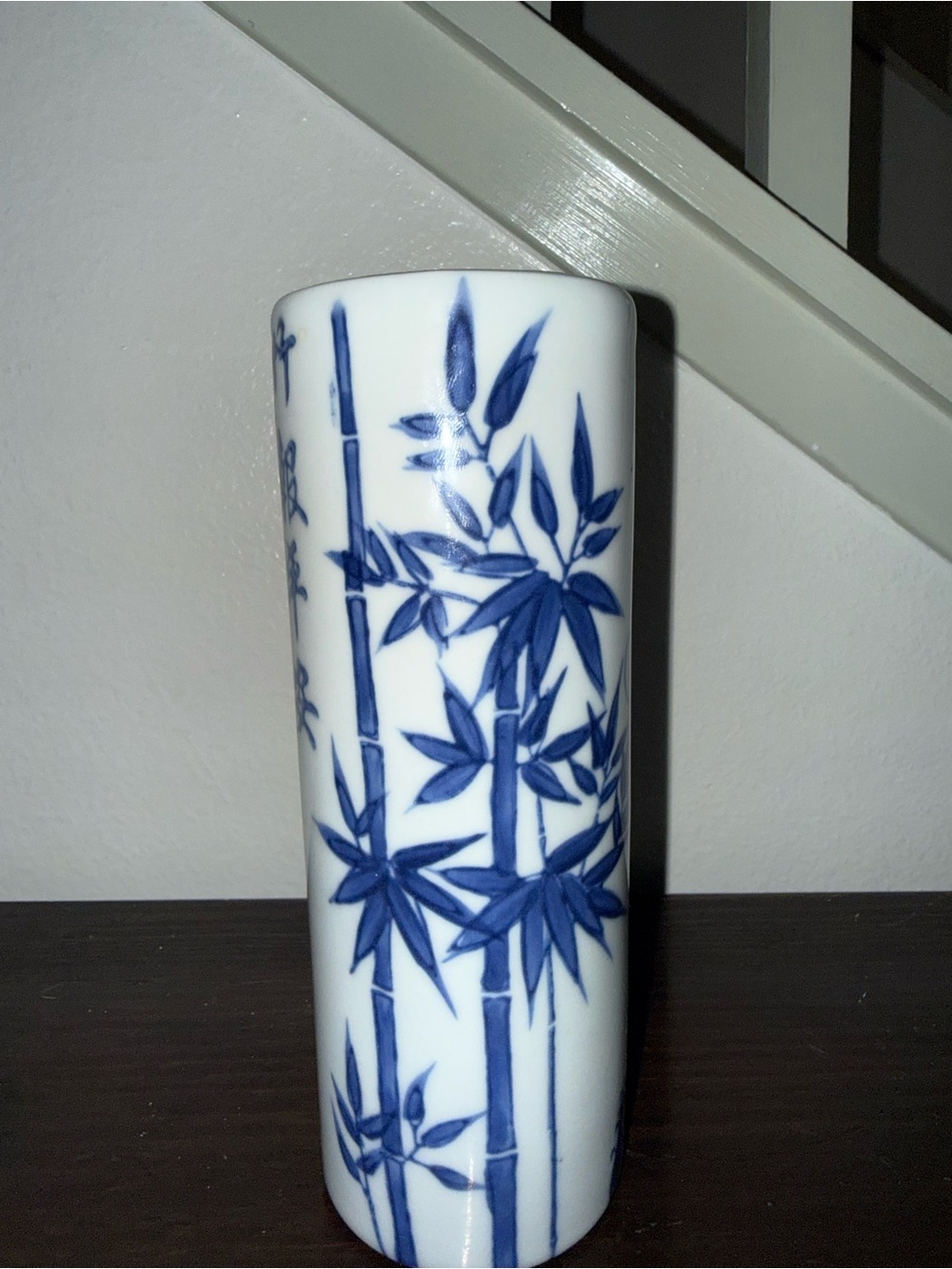 Blue and White Bamboo-Pattern Porcelain Vase - Home Accents
